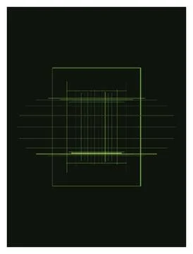 Minimalist geometric line art vector illustration with green dark background. Stock Illustration