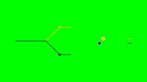 Minimalist geometric lines forming a split path on a vibrant green background Stock Footage 340265891