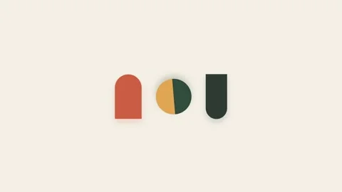 Minimalist geometric logo design featuring rounded shapes in warm colors 動画素材 338310222