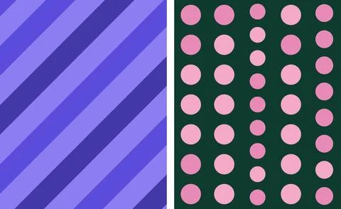 Minimalist geometric pattern featuring purple diagonal stripes beside pink .. Stock Illustration