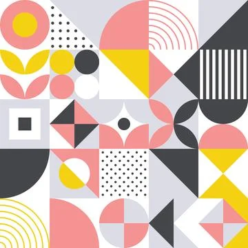 Minimalist geometric pattern with square and circle. Scandinavian or Swiss .. Stock Illustration