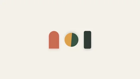Minimalist geometric shapes composed of an arch a split circle and a bar Stock Footage 338309666