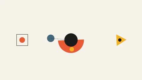 Minimalist geometric shapes featuring circles squares and triangles in color 動画素材 338310520