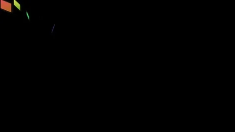 Minimalist geometric shapes floating in a deep black empty void background 库存影片 335149790