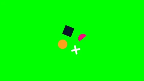 Minimalist geometric shapes floating on a solid vibrant green background Stock Footage 341822470