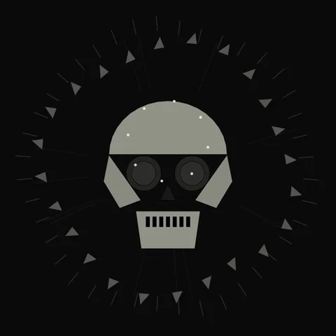 Minimalist geometric skull icon design, stylish graphic logo template Stock Footage 345690601