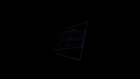 Minimalist geometric square frame glowing against a deep black background Stock Footage 339618409