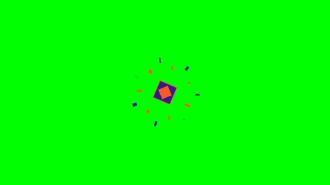 Minimalist geometric square icon animation against a vibrant green background Stock Footage 340902763