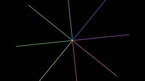 Minimalist geometric star pattern with vibrant neon lines on black background 库存影片 335149918