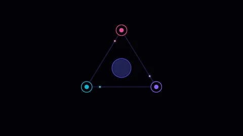 Minimalist geometric triangle with neon nodes on a deep black background Stock-Footage 339619011