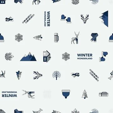 Minimalist geometric winter wonderland elements seamless pattern modern ret.. イラスト素材