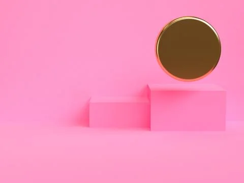 Minimalist geometrical abstract background, pastel colors, 3D render, trend p Stock Illustration