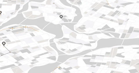 Minimalist Geospatial isometric City Map with Location Markers and Orange Travel Stock Footage 345298440