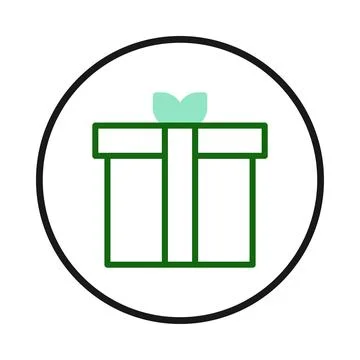 Minimalist gift box icon design with a light green ribbon presented in a sl.. Stock Illustration