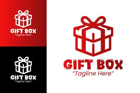 Minimalist Gift Box Logo 스톡 일러스트