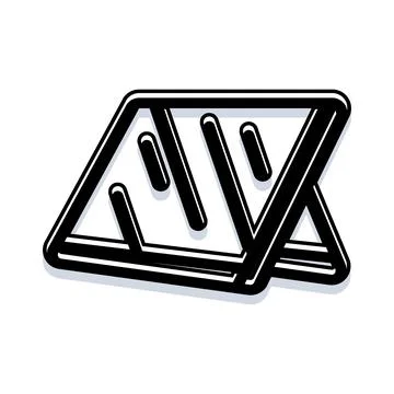 Minimalist glass pane reflection line art icon Stock Illustration
