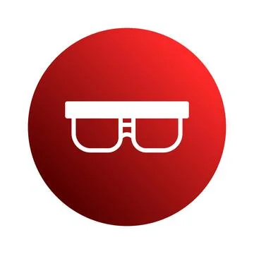 Minimalist glasses icon on a red circle backdrop creating a simple and styl.. Stock Illustration