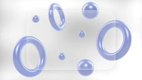 Minimalist Glassmorphism Rectangle with 3D Purple Objects Animation Stock Footage 333895859