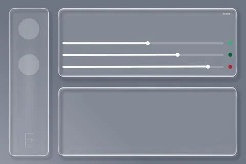 Minimalist glassmorphism ui dashboard interface with sliders and control pane Stock Illustration