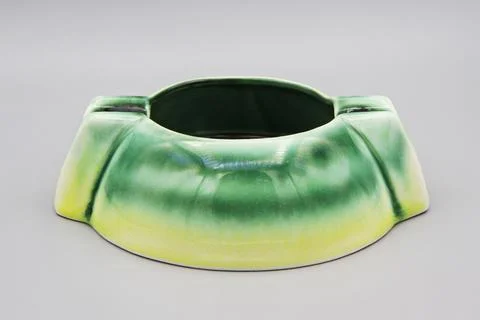 Minimalist Glazed Ceramic Ashtray, Mid Century Modern Porcelain Ash Tray Stock Photos