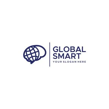 Minimalist GLOBAL SMART globe earth Logo design Stock Illustration