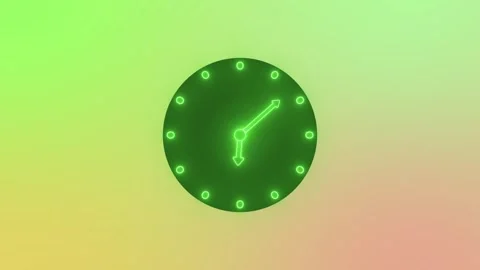 Minimalist Glowing Animated Countdown on Analog Clock Face, Minimalist Neon.. Stock Footage 307876028