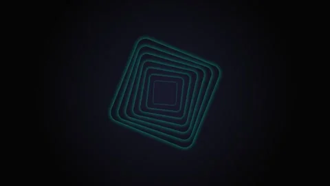 Minimalist glowing blue square floating in a deep dark void background Video stock 339619308