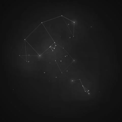 Minimalist glowing constellation network on dark space background Stock Footage 345690069