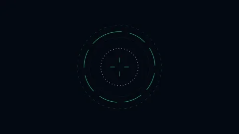 Minimalist glowing cyan circular digital data interface on dark background Video stock 338310220