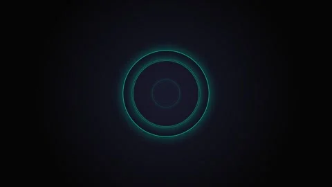 Minimalist glowing cyan concentric circles on a solid black background 動画素材 339619256