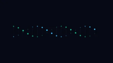 Minimalist glowing dna helix structure rendered against a solid black backg.. Vídeo Stock 336263547