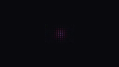 Minimalist glowing dot pattern arranged in a circular formation on black Video stock 335117481