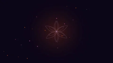 Minimalist glowing flower outline floating in a dark deep space background Vídeos de archivo 338312043