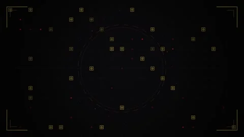 Minimalist glowing geometric circle pattern on dark black background Stock Footage 346005319