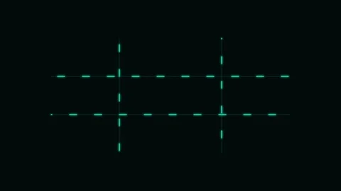 Minimalist glowing green neon dashed lines forming a grid on black background Stock Footage 338310205