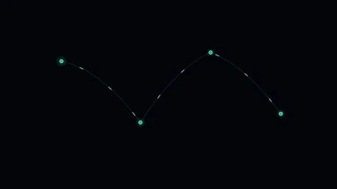 Minimalist glowing line graph displaying data points on a black background Stockbeeldmateriaal 338309524