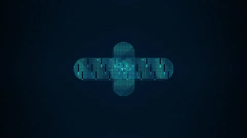 Minimalist Glowing Plus Sign on Dark Abstract Background for Tech Interface Stock Footage 344641491