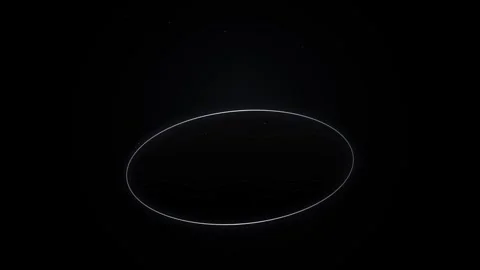 Minimalist glowing ring with floating particles on black background motion .. Stockbeeldmateriaal 345003278