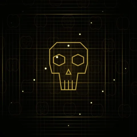 Minimalist glowing skeleton skull line art icon for mystical, abstract back.. Stock Footage 345690619