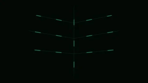 Minimalist glowing teal chevron lines arranged on a deep black background 库存影片 338309657