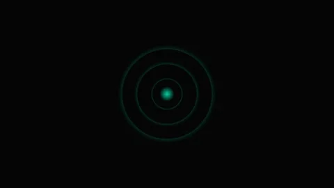 Minimalist glowing teal circle radiating outward against a dark black backg.. Stock Footage 339617429