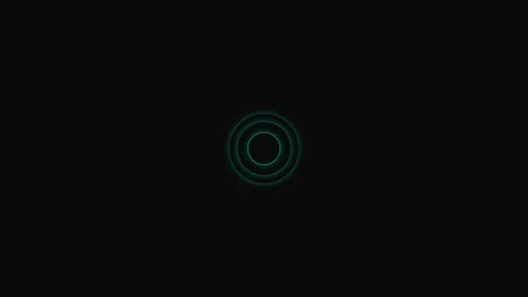 Minimalist glowing teal circular rings centered on a deep black background Stock Footage 339617385