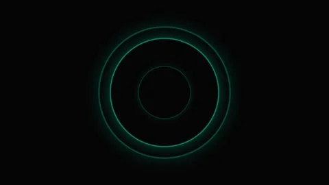 Minimalist glowing teal concentric circles on a solid black background Stock Footage 339616758