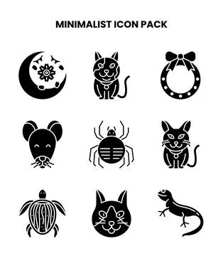 Minimalist Glyph Bundle Icons Pack Illustrazione stock