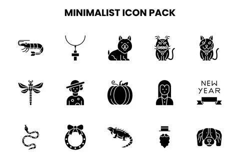 Minimalist Glyph Vector Icons Pack Illustrazione stock