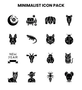 Minimalist Glyph Vector Icons Pack Stock Illustration