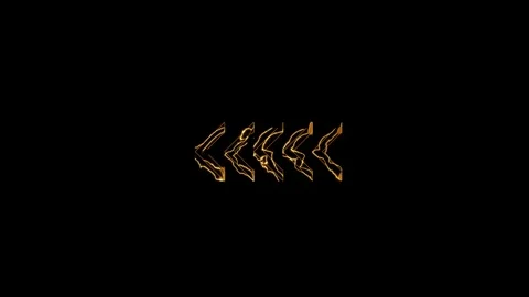 Minimalist golden abstract arrow bracket icon on dark background Stock Footage 333782146