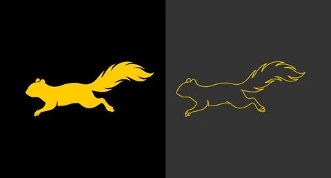 Minimalist golden squirrel icon with solid and outline style Stock Illustration