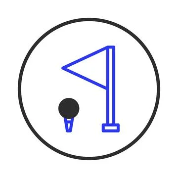Minimalist golf course icon featuring a hole flag and ball offering simple .. Illustration