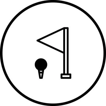 Minimalist Golf Icon: A Simple Representation of the Sport and its Elements Stock Illustration